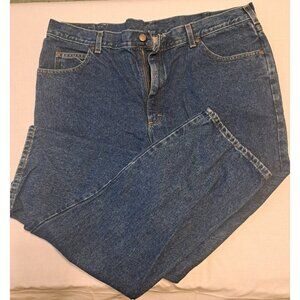 Denim Riders Jeans Mens Navy Blue 42x30 Cotton Solid 5 Pockets Button Zip‎